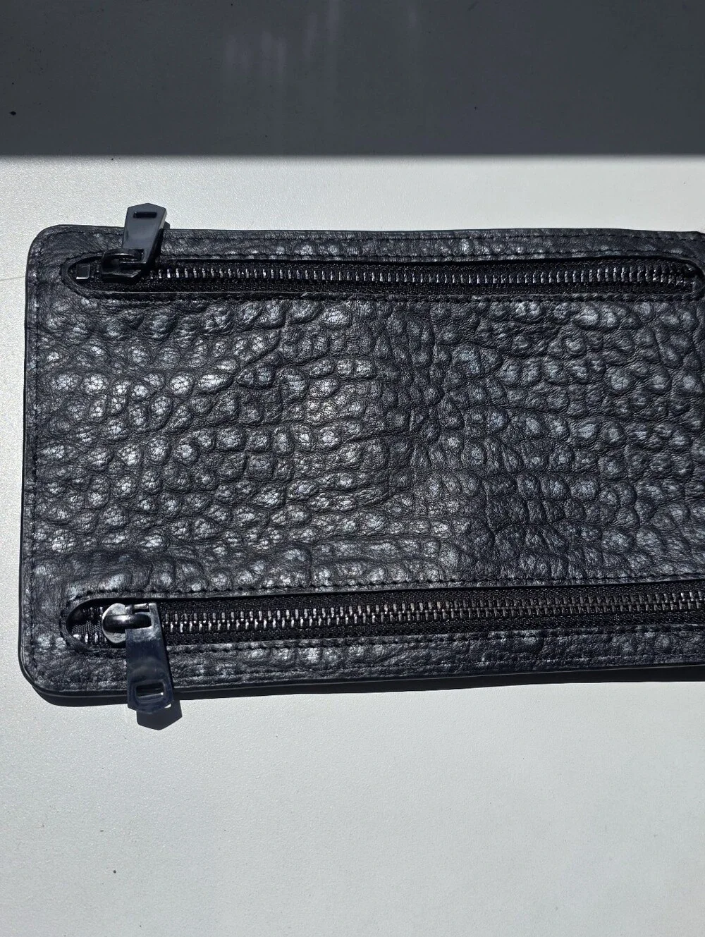 All Saints - Black Textured Zip Pouch4